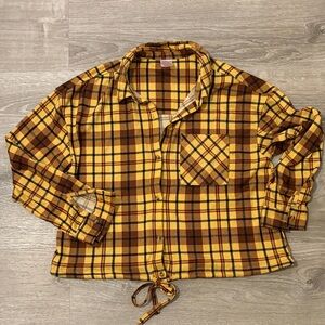 No Boundaries Yellow and Brown Plaid Crop Top